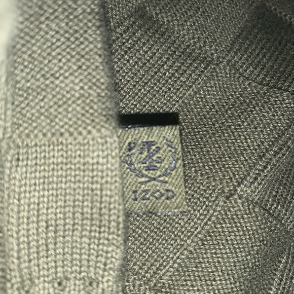 IZOD Men’s Crew Neck Olive Green Check Knit Sweater Size L - Picture 8 of 11